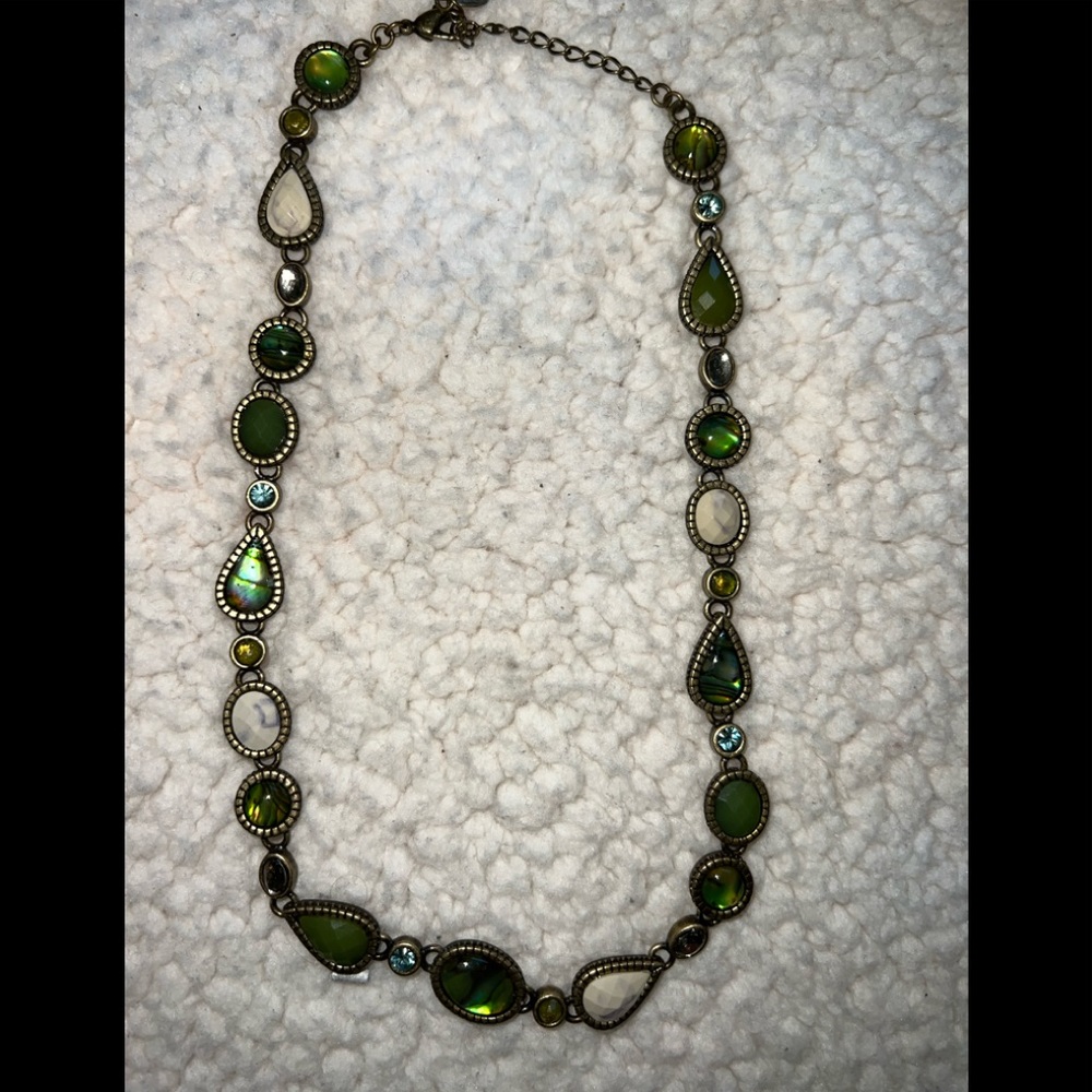 Green & Ivory Gemstone Necklace